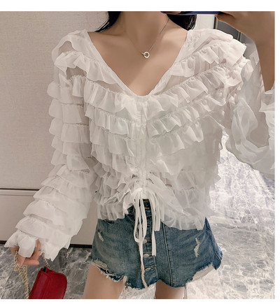 Női blúz négy színben - széles, megkötős modell