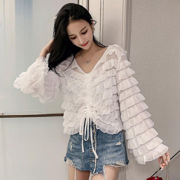 Női blúz négy színben - széles, megkötős modell