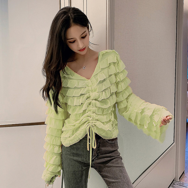 Női blúz négy színben - széles, megkötős modell