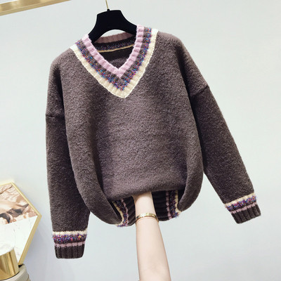 Női téli pulóver V-nyakkal több színben