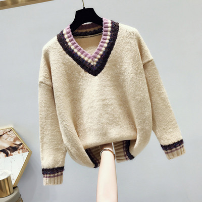 Női téli pulóver V-nyakkal több színben