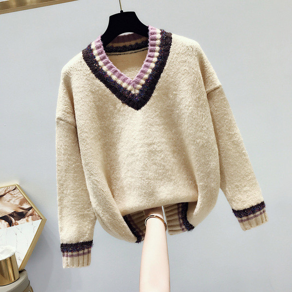 Női téli pulóver V-nyakkal több színben