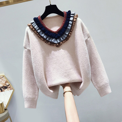 Női téli pulóver zöld, bézs és szürke színben