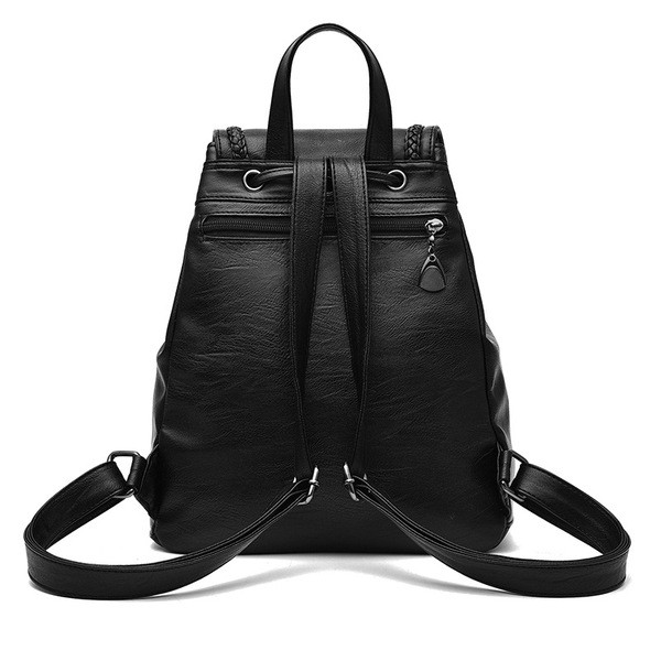 Rucsac de dama modern din piele ecologica de culoare neagra - doua modele