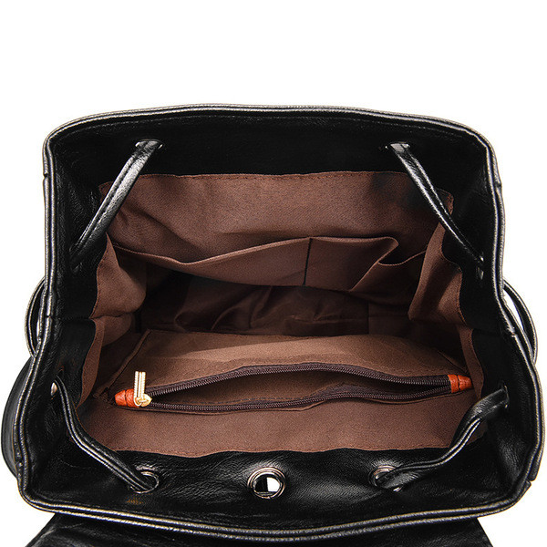 Rucsac de dama modern din piele ecologica de culoare neagra - doua modele