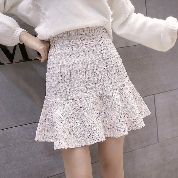 Fusta de dama actuala in doua culori cu talie inalta