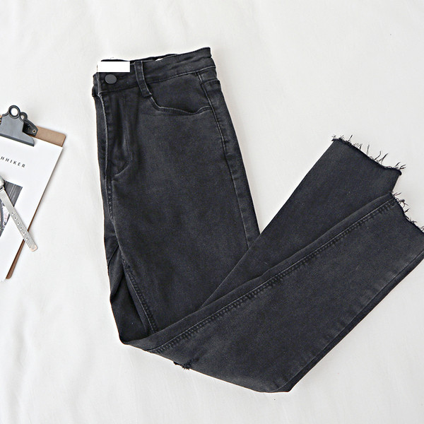 Blugi casual dama Model slim cu motive rupte in culoare inchisa