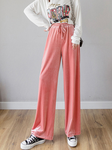 Модерен дамски панталон в няколко цвята с висока талия и връзки 