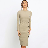 Rochie de dama de toamna cu nasturi in trei culori