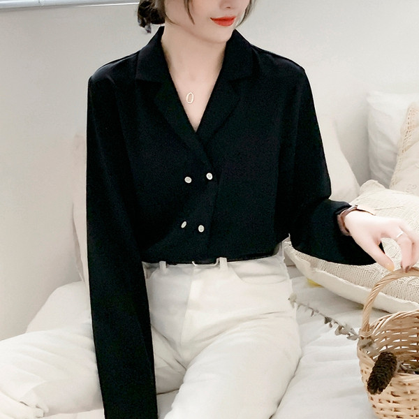 Cămașă modernă de damă cu mânecă lungă în verde și negru