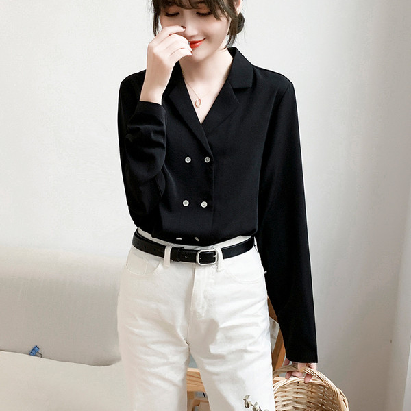 Cămașă modernă de damă cu mânecă lungă în verde și negru