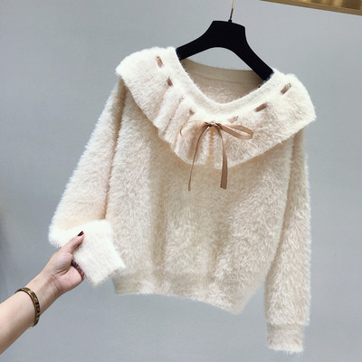 Pulover elegant de iarnă de damă cu guler în formă de V în mai multe culori