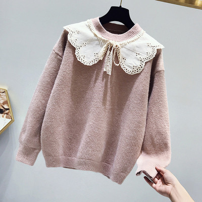 Modern női pulóver O-nyakkal, öt színben