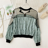 Bluză de damă modernă cu mâneci lungi și fermoar în cinci culori