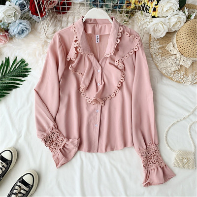 Modern női ing csipkével - négy színben