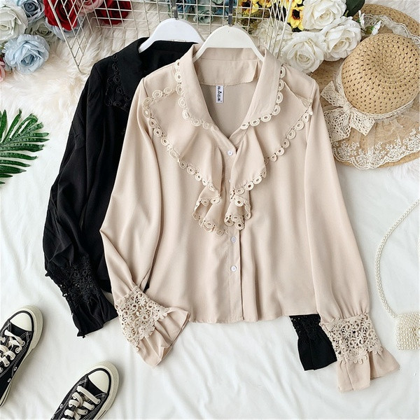 Modern női ing csipkével - négy színben