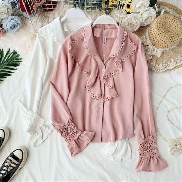 Modern női ing csipkével - négy színben