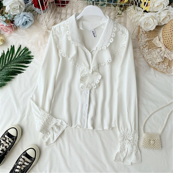 Modern női ing csipkével - négy színben