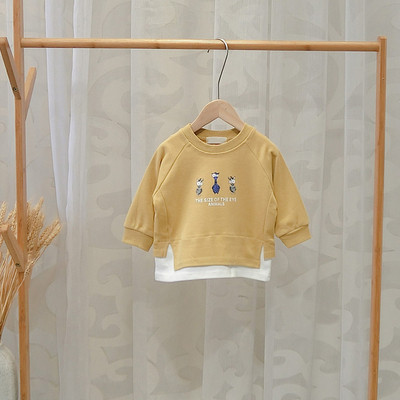 Bluza pentru copii pentru baieti cu decolteu O si aplicatie