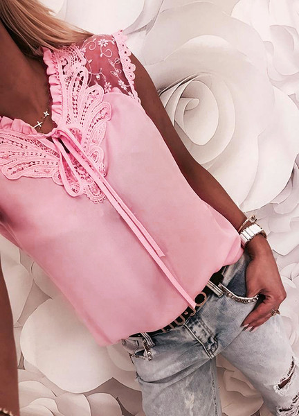 Modern női felső, fehér és rózsaszín nyakkendővel