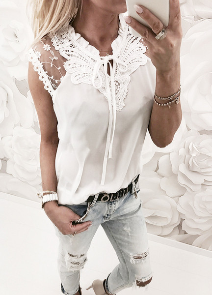 Modern női felső, fehér és rózsaszín nyakkendővel