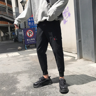 Casual ανδρικό παντελόνι με τσέπες σε μαύρο χρώμα