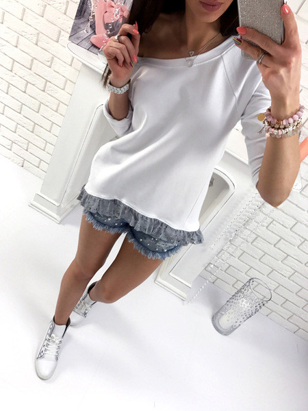 Modern női blúz szalaggal és nyakkendővel, két színben