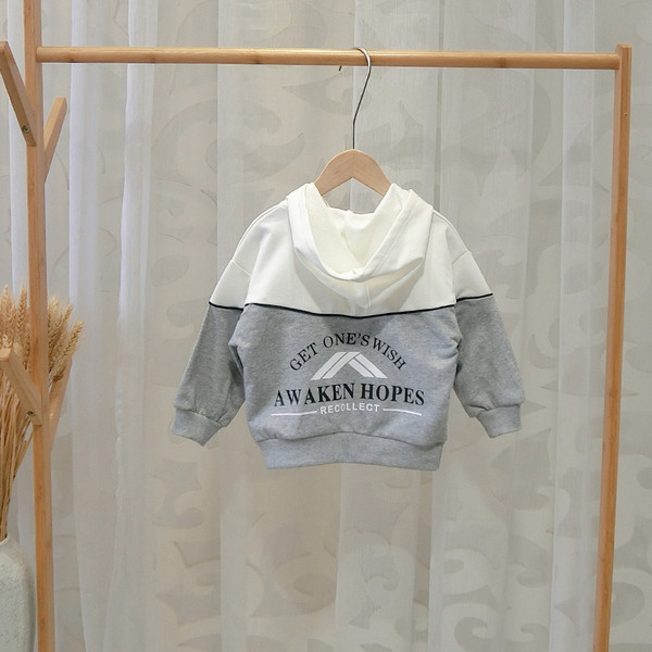 Hanorac actual pentru copii pentru băieți cu glugă de culoare gri