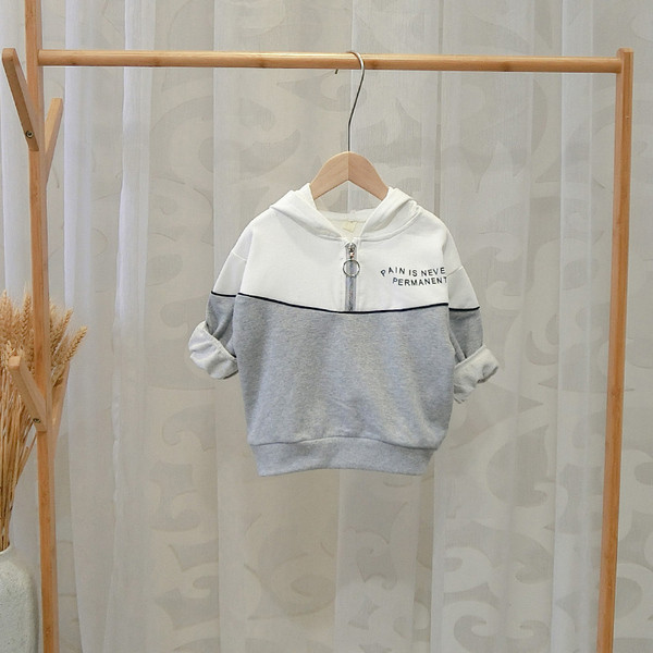 Hanorac actual pentru copii pentru băieți cu glugă de culoare gri