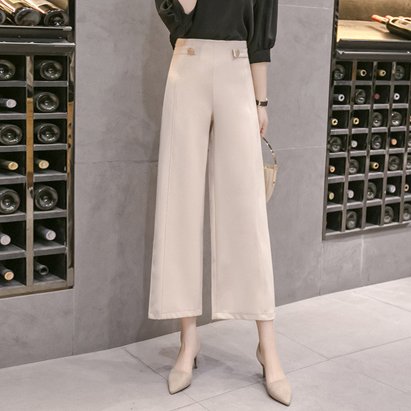 Stílusos női nadrág magas derékkal, két színben - széles modell