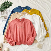 Bluză casual de damă cu mâneci lungi și inscripție - în trei culori