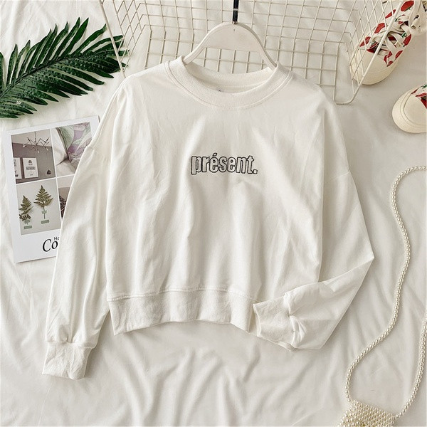 Bluză casual de damă cu mâneci lungi și inscripție - în trei culori