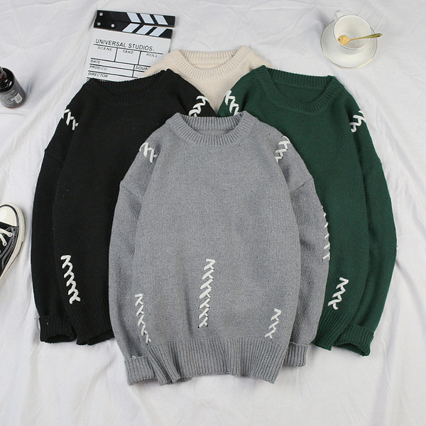 Pulover casual barbatesc cu decolteu O in mai multe culori