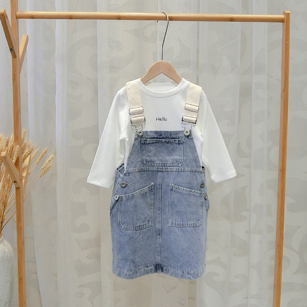 Rochie modernă pentru copii din denim pentru fete în albastru