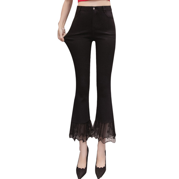 Női modern nadrág két színben, magas derékkal