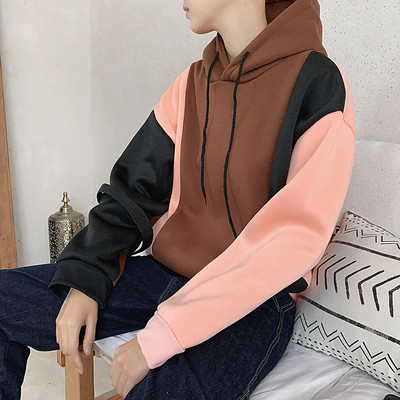 Színes férfi pulóver széles modell kapucnival két színben