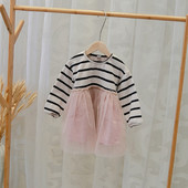 Új modell csíkos tüll gyerekruha lányoknak