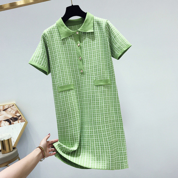 Rochie de dama in carouri cu maneca scurta si guler clasic in mai multe culori