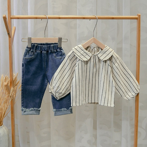 Camasa pentru copii cu guler in dungi model nou pentru fete