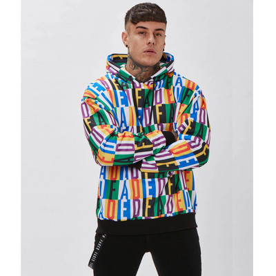 Új modell férfi pulóver felirattal és kapucnival több színben