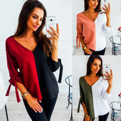 Modern női blúz V-nyakkal több színben