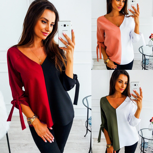 Modern női blúz V-nyakkal több színben