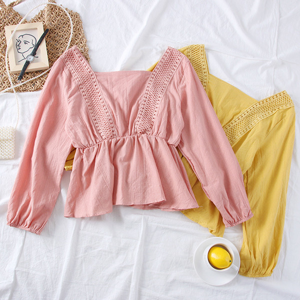 Modern női blúz négyzet alakú nyakkivágással - több színben