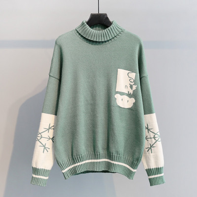 Női téli alkalmi pulóver magas gallérral, két színben