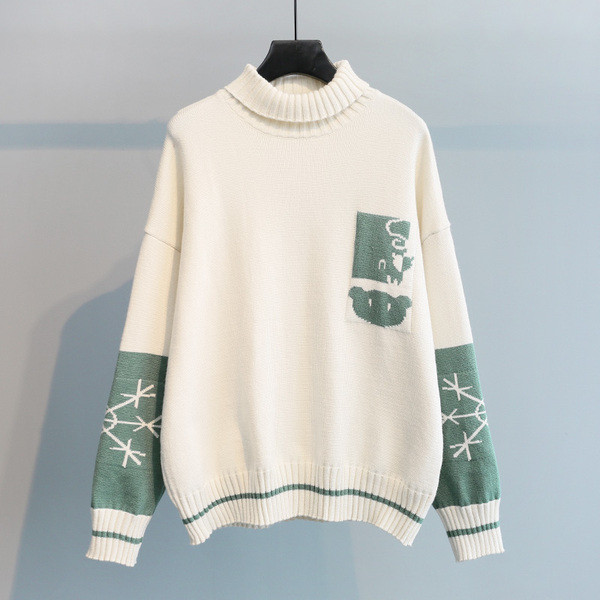 Női téli alkalmi pulóver magas gallérral, két színben