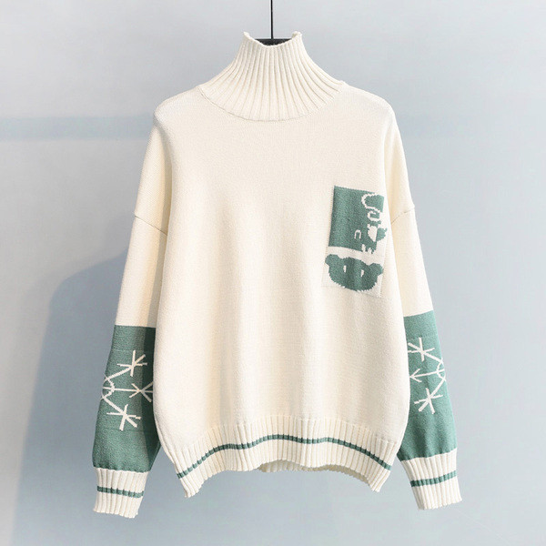 Női téli alkalmi pulóver magas gallérral, két színben