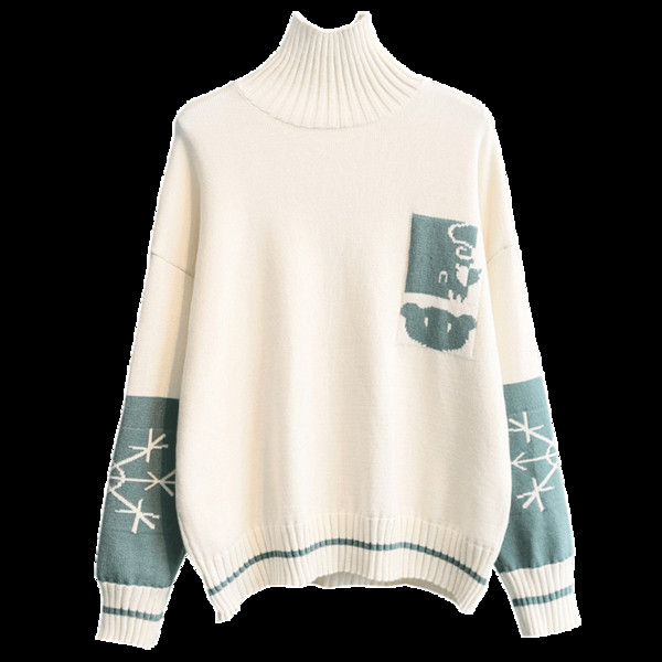 Női téli alkalmi pulóver magas gallérral, két színben