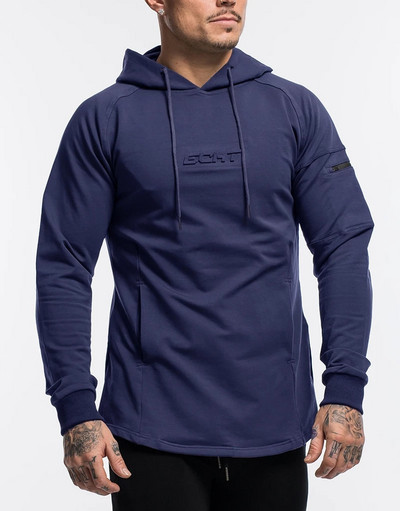 Alkalmi férfi pulóver kapucnival és zsebekkel, különböző színekben