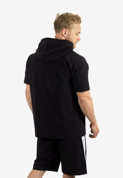 Tricou pentru bărbați cu glugă și inscripție în negru și verde