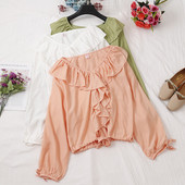 Bluză de damă modernă în cinci culori, cu decolteu în V și șireturi